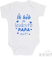 100% katoenen Romper "Ik heb de leukste papa ooit!" Vader Vaderdag Jongens Katoen Wit/blauw Maat 56/62