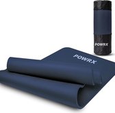 POWRX Gymnastiekmat Yoga Mat (Navy 183 x 60 x 1 cm) 183 x 60 cm I Dikte: 1cm of 1,5cm incl. draagriem & tas diverse kleuren. Kleuren