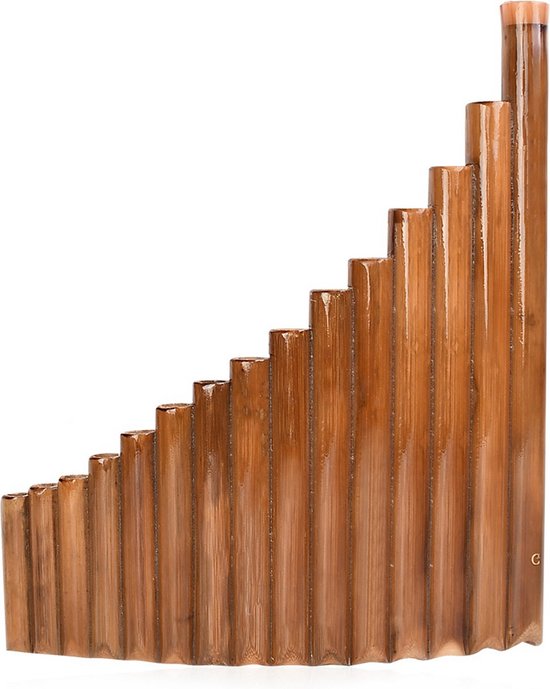 WK Muspor panfluit – 15 buizen – G-toon – bamboe – met tas