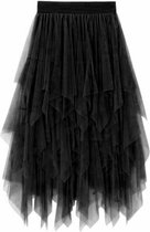 Tule verkleed rok zwart - maat 36-40 - carnaval rok - gelaagde tule rok zwart