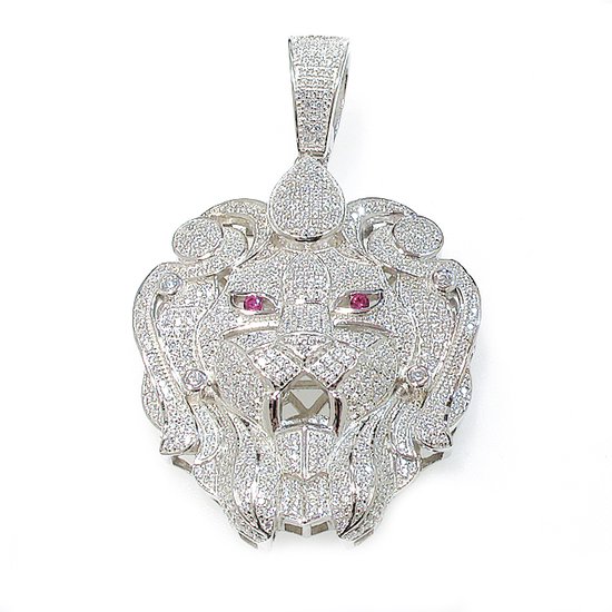 Juwelier Zwartevalk zilveren (gerhodineerd) leeuwenkop hanger 24.121