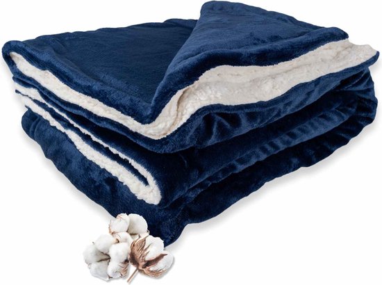 DecoSence® Fleece deken 150x200 cm - Fleece Plaid - Plaids - Kobalt Blauw - Grand Foulard Bank - Extra Dik
