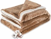 DecoSence® Fleece deken 150x200 cm - Fleece Plaid - Plaids - Goud - Grand Foulard Bank - Extra Dik