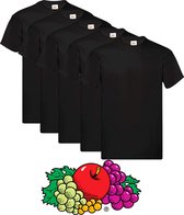 5 pack Zwarte shirts Fruit of the Loom ronde hals maat XL Original