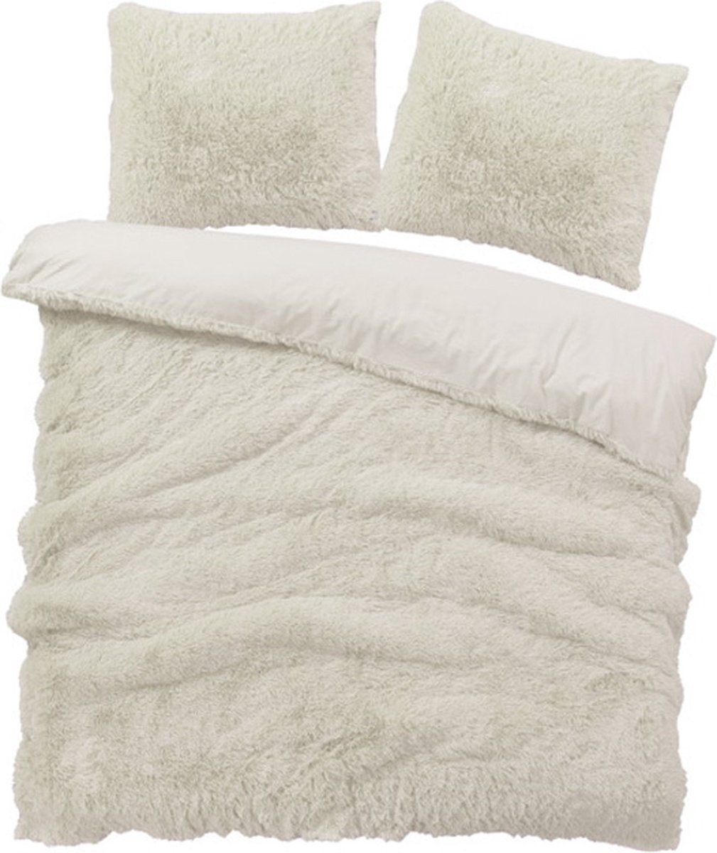 iSleep Dekbedovertrek Teddy Plush - Tweepersoons - 200x200/220 cm - Wit