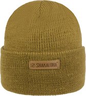 Shakaloha Gebreide Wollen Muts Heren & Dames Beanie Hat van merino wol zonder voering - Buck Beanie Mrn Olive Unisex - One Size Wintermuts.
