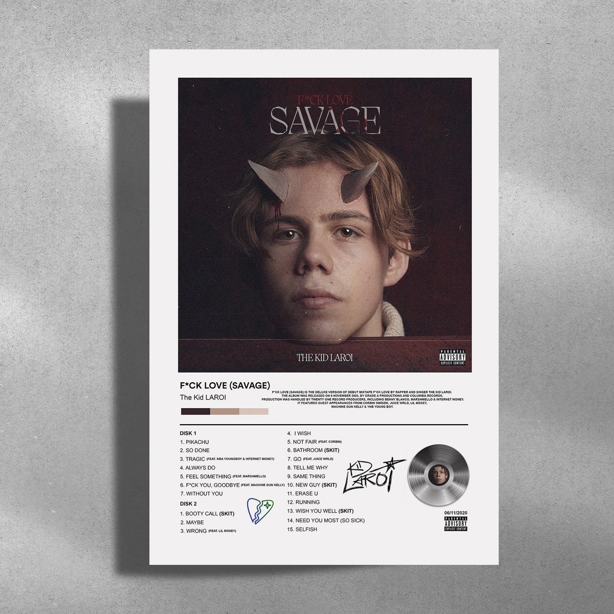 The Kid Laroi - F*ck Love (SAVAGE) - metalen poster 30x40cm - album cover