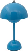 Luxus Tafellamp Touch Deluxe - Josephine - Blauw - H34 x Ø9 - Tafellamp - Terraslamp - Bureaulamp - LED - Oplaadbaar - Dimbaar - Draadloos - Industrieel en modern - Op batterijen - Nachtlamp voor de slaapkamer - Tafellamp voor binnen en buiten