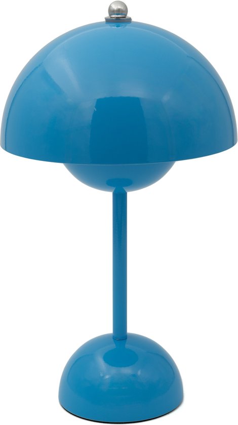 Luxus Tafellamp Touch Deluxe - Josephine - Blauw - 34cm - Oplaadbaar en Dimbaar - Voor binnen en buiten