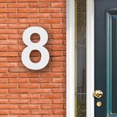Huisnummer Acryl wit, cijfer 8 Hoogte 16cm - Huisnummers - Huisnummer wit - Huisnummer modern - Gratis verzending!