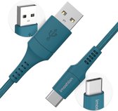 Câble iMoshion USB C vers USB A - 1 mètre - Chargeur rapide - Câble de charge pour Samsung, iPhone 15 et iPad, entre autres - Matériau tressé robuste - Bleu foncé