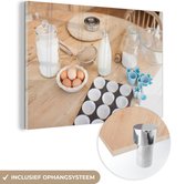 MuchoWow® Glasschilderij 120x80 cm - Schilderij acrylglas - De benodigdheden voor cupcakes - Foto op glas - Schilderijen