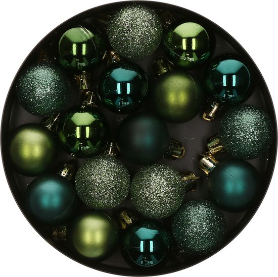 Atmosphera Kerstballen - 18ST - groen - glans en mat - D3 cm - kunststof