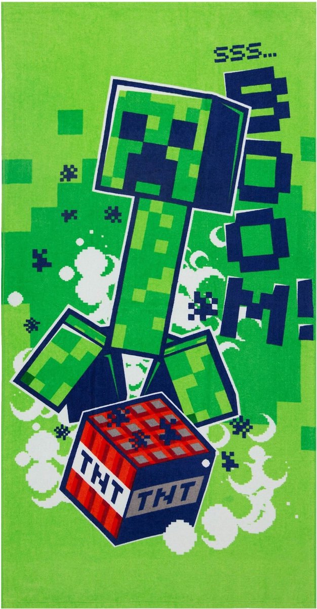 Minecraft Groene Handdoek, Katoenen Handdoek 70x140 cm