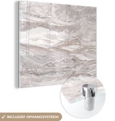 MuchoWow® Glasschilderij 50x50 cm - Schilderij acrylglas - Marmer - Stenen - Roze - Textuur - Foto op glas - Schilderijen
