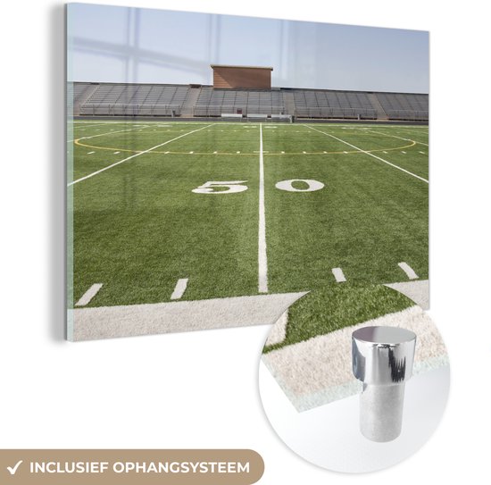 MuchoWow® Glasschilderij - American Football veld en stadion - Acrylglas Schilderijen - Foto op Glas