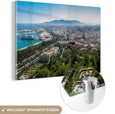 MuchoWow® Glasschilderij 60x40 cm - Schilderij acrylglas - Een luchtfoto van Málaga vanaf een uitkijkpunt Spanje - Foto op glas - Schilderijen