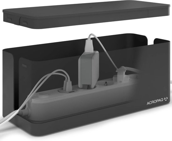 ACROPAQ Kabelbox - Medium - Opbergbox stekkerdoos, Kabel organiser - Zwart - ACM002