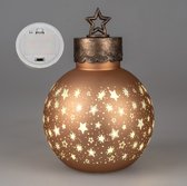 Boule de Noël - Décoration - XL - Or - Boltze - 35cm - Ø25cm - avec lumière LED - avec pile AAA