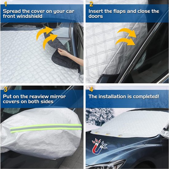  Couverture Pare-Brise Voiture,BâChe Pare Brise  Protection,MagnéTique Couverture Repliable,Universelle Couverture Pare Brise  pour Anti Givre pour Bache Voiture Anti Givre Et Neige, UV,PoussièRe,Pluie