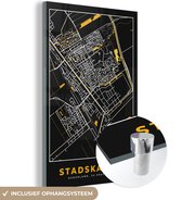 MuchoWow® Glasschilderij 40x60 cm - Schilderij acrylglas - Stadskanaal - Black and Gold - Kaart - Stadskaart - Plattegrond - Foto op glas - Schilderijen