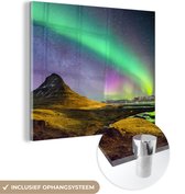 MuchoWow® Glasschilderij 90x90 cm - Schilderij acrylglas - Aurora - Noorderlicht - Nacht - Foto op glas - Schilderijen