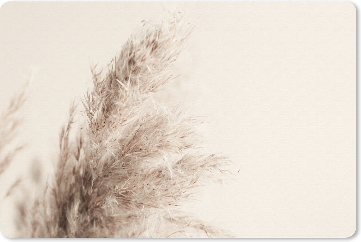 Muismat XXL 90x60 cm - Bureau onderlegger - Bureau mat Planten - Pampas pluimen - Pampasgras - Beige - Natuur - Bureaumat - Gaming mousepad xl - Bureaulegger groot - Computer deskmat