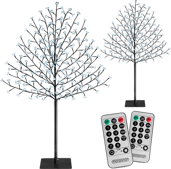 Éclairage de Noël 2x Fleur de Cerisier - 180cm Timer IP44 200 LED - Blanc Wit