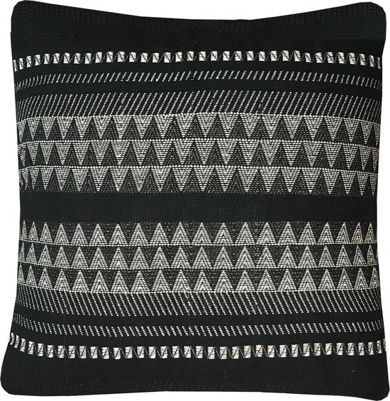 Native stripe cotton black cushion 60x60cm