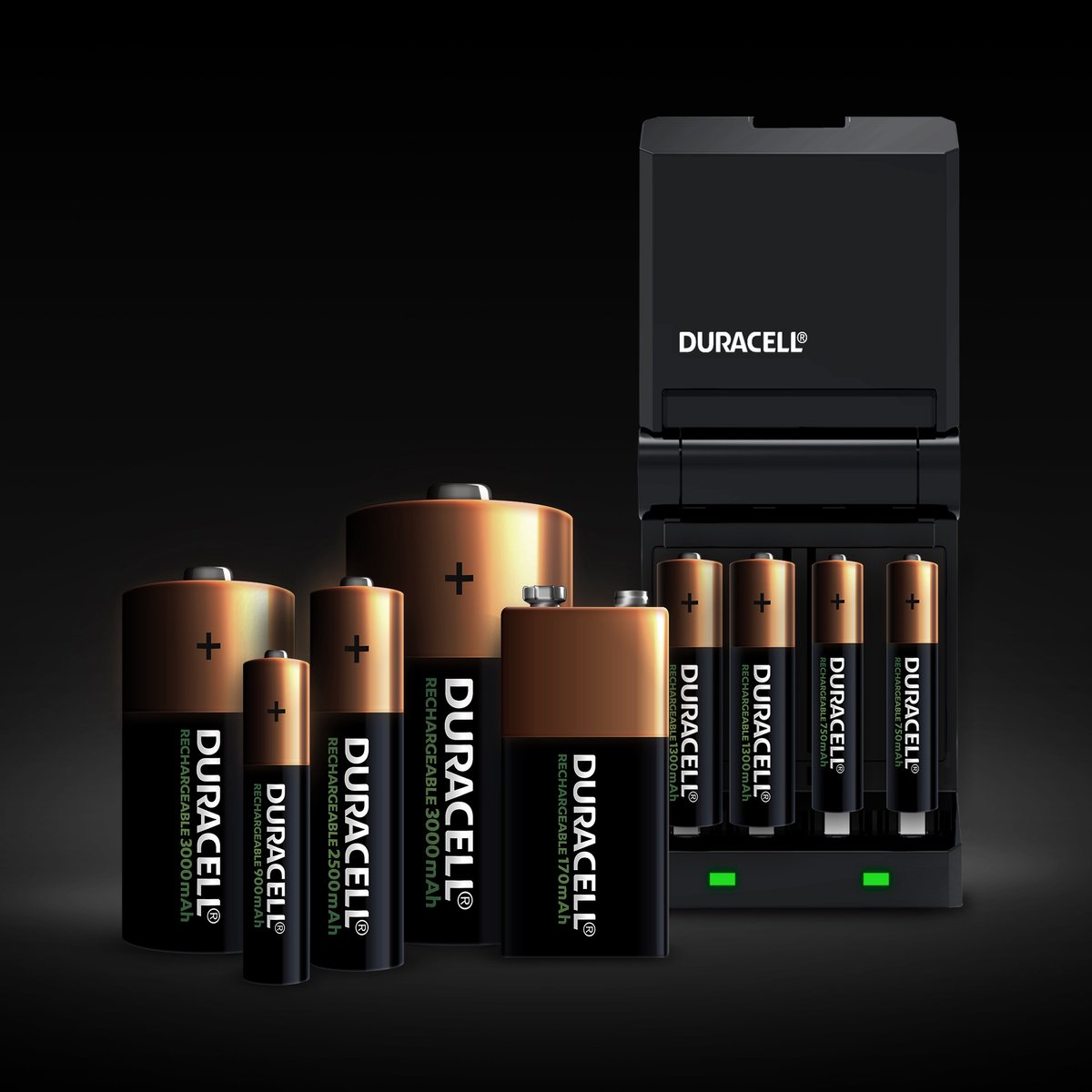 Chargeur de piles Duracell - Charge en 45 minutes - 2 piles AA et
