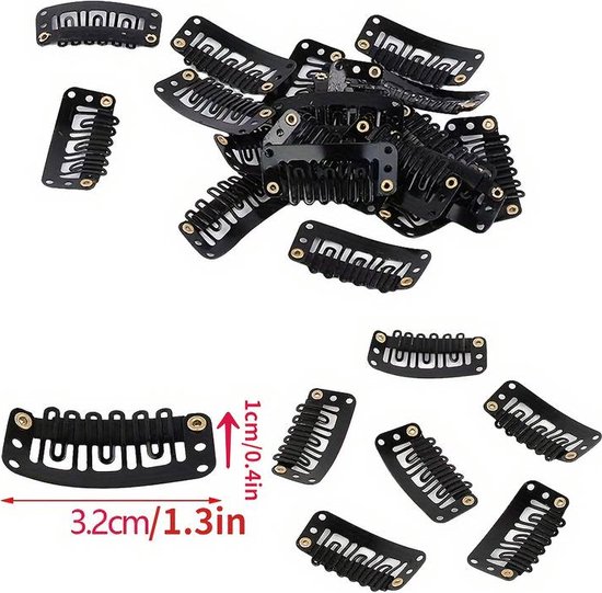 Knaak Extension Clips Clipjes voor Haar Extensions Zwart bol