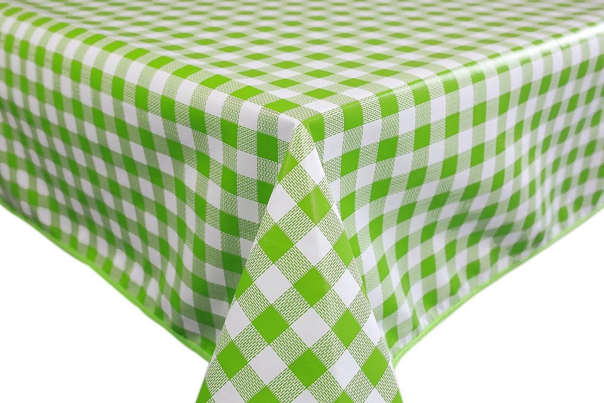 Afwasbaar tafelkleed van zeildoek Vierkant 140 x 240 cm Geruit Groen