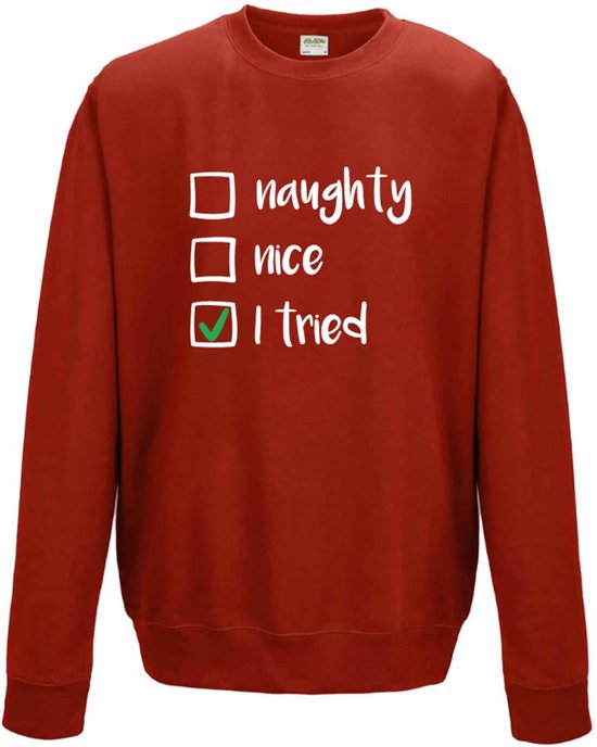 Sweater Naughty, Nice, I tried (S) | bol.com