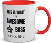 Akyol - this is what an awesome boss looks like koffiemok - theemok - rood - Collega - cadeau collega - cadeau koffiebeker - cadeau werkgever - baas - 350 ML inhoud