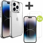 iMoshion Hoesje Shockproof Premium & 2X Screenprotector Gehard Glas Geschikt voor iPhone 14 Pro - Transparant