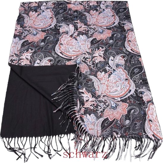 Écharpe chaude - 2 faces - Uni/Imprimé - Zwart - 200 x 75 cm (H01)