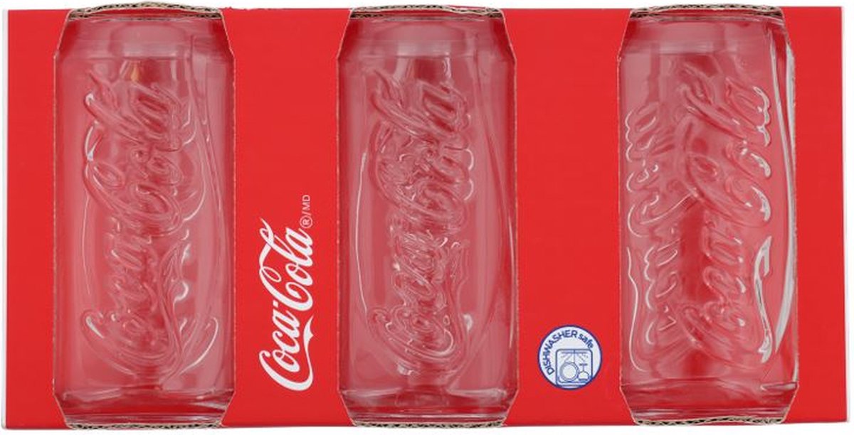 Coca-Cola glazen - 3 stuks - Blikjes vorm - 350 ML