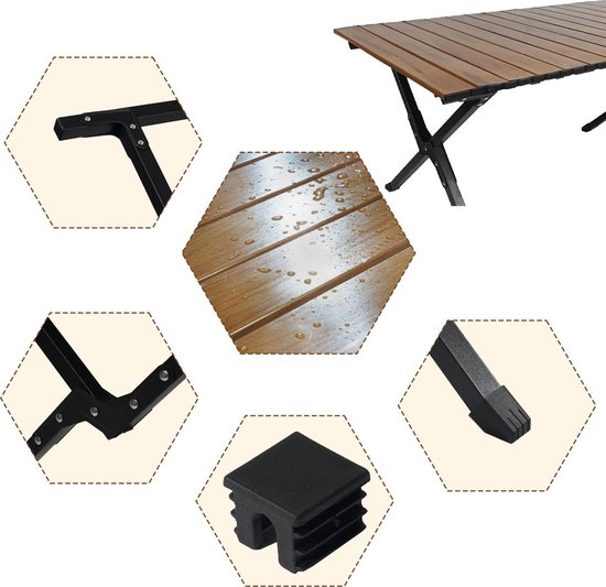 Camping Tables Folding Trestle Table, Lightweight Aluminium Camping Table, Roll Up Portable Picnic Table with Carry Bag for 4-6 People for Garden Outdoor BBQ van Camp — afbeelding 5