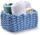 Cotton Storage Basket, 25 x 17 x 13 cm, Bathroom Organiser, Toilet Paper Storage, Braided Storage Basket, Guest Towel Basket, Changing Table Organiser (Blue)
