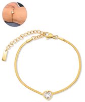 Semyco® Armband Dames - Schakelarmband Doublé 14 Karaat Goud - Herringbone Goudkleurig - Moederdag - Cadeau Voor Vrouw - Bella