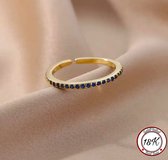 Soraro Blue Zirkonia Ring | Blauw | Goudkleurig | 18K Goldplated | Zirkonia Stenen | Vrouwen Sieraden | Dames Ringen | Vrouwen Ringen