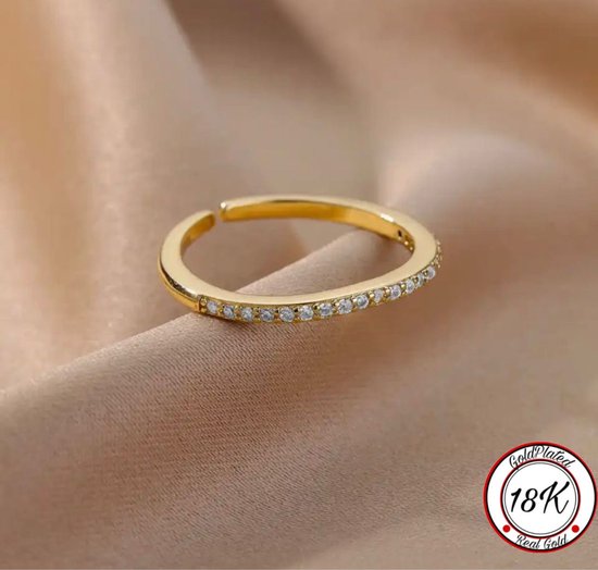 Soraro White Zirkonia Ring | Wit | Goud | 18K Goldplated | Zirkonia Stenen | Vrouwen Sieraden | Dames Ringen| Vrouwen Ringen