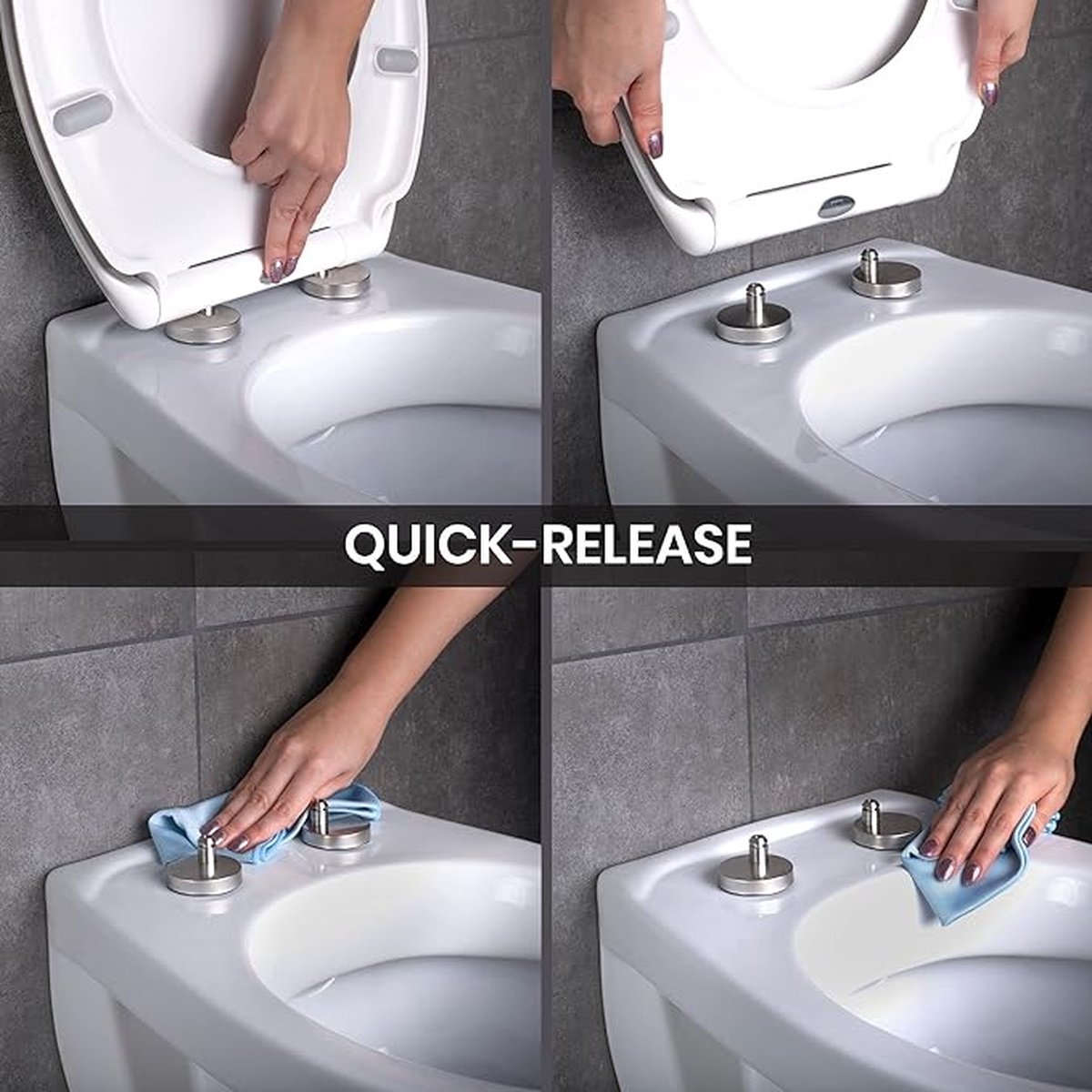 Goedkoopste closing mechanism I High quality - toiletdeksel met snelsluiting voor eenvoudige reiniging, Duroplast wc-deksel
