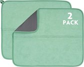 Microvezel afdruipmat voor keuken, 44 x 36 cm, 2 stuks absorberende afdruipmatten, gootsteen en servies, droogmat, afdruiprek (groen)