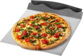 pizzaschuiver van roestvrij staal - taartplateau met kunststof handvat - taart- en pizzaschep - pizzaschep met 20,5 x 20,5 cm (zwart/zilverkleurig - hoekig)