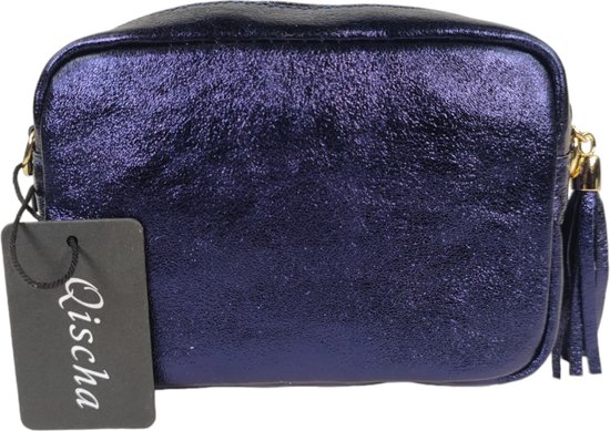Qischa® - cuir - Sac à main crossbody - poche zippée - bandoulière réglable - violet