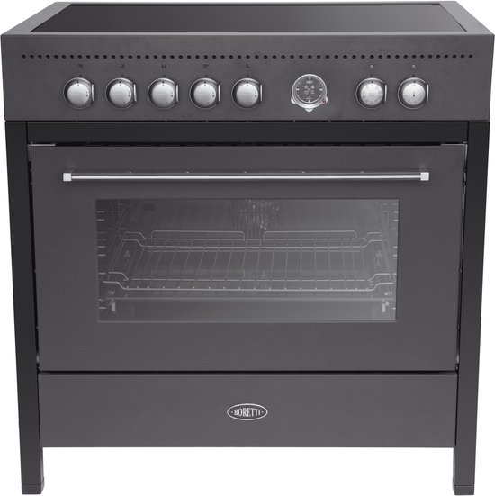 Boretti CRI915MAT Inductiefornuis 90cm, 5 zones + Flex, Enkele oven 89L, AN