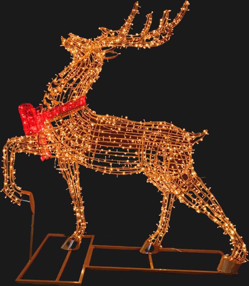 KJ Kunstkerstbomen verlichte rendier hert kerstfiguur Rudolf 2200 warme LED... bol