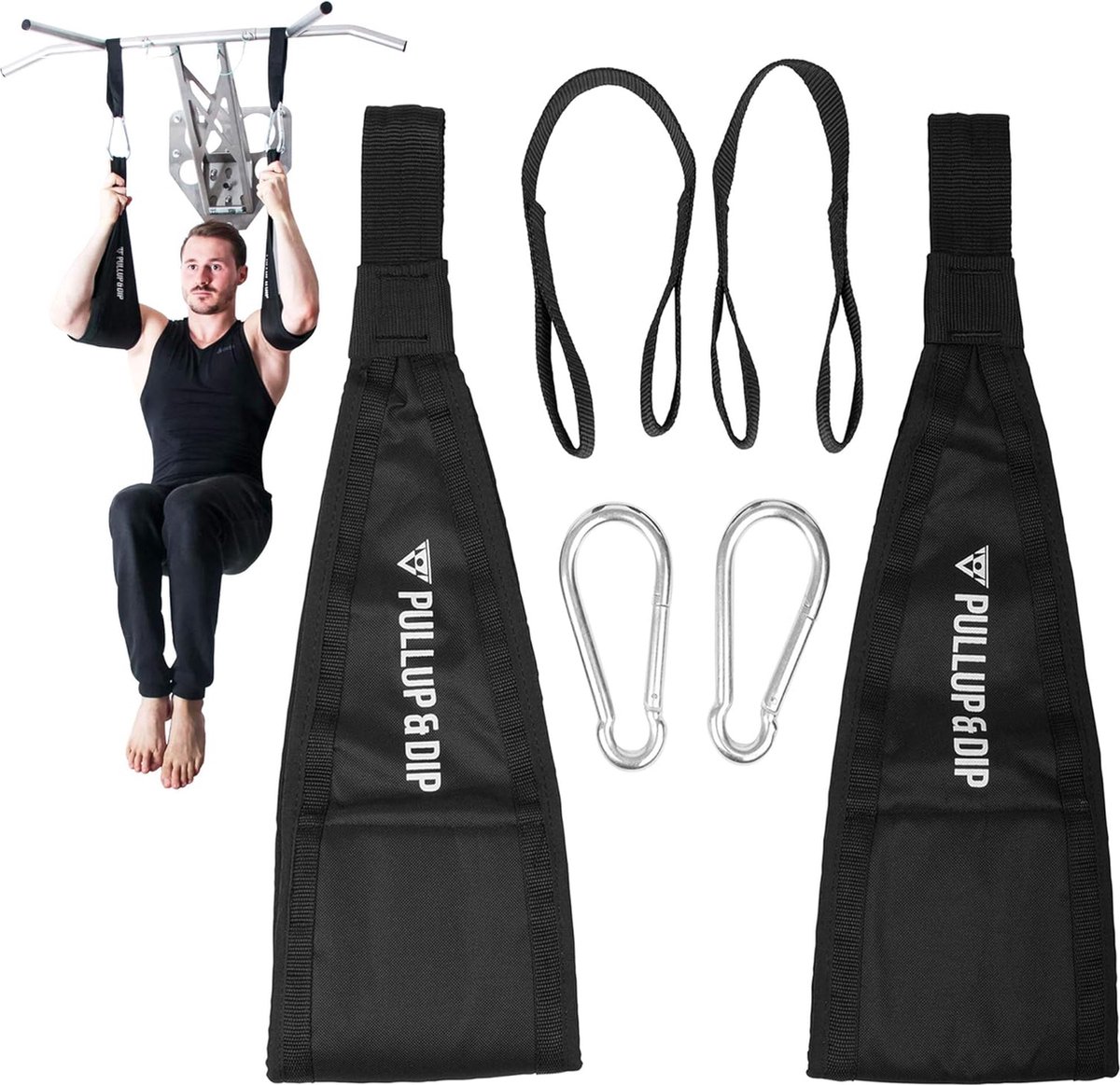 Buikspierlussen Armlussen voor buiktraining Optrekstanglussen voor deurkozijn en gymstang Set van 2 karabijnhaken voor buikbanden
