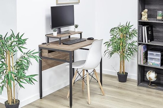 MEUBLE COSY Bedtafel Opklapbaar Laptopbureau Schoottafels voor Bank Eten, Werken, Lezen, Eiken en Wit, 65x30x27,5cm